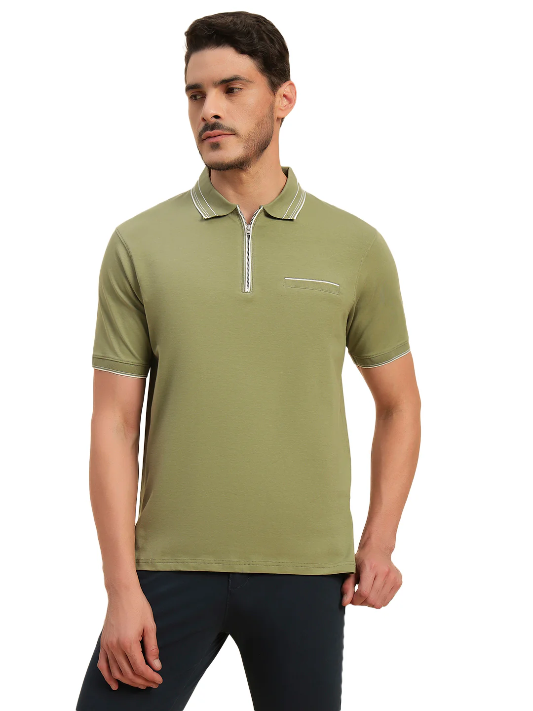 T-Shirt for Men | Breathable & Soft with Color Fastness Regular Fit Polo Neck Cotton Blend Fabric Solid Pattern - Image 7