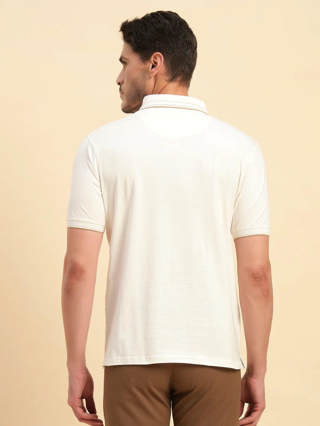 T-Shirt for Men | Breathable & Soft with Color Fastness Regular Fit Polo Neck Cotton Blend Fabric Solid Pattern - Image 3