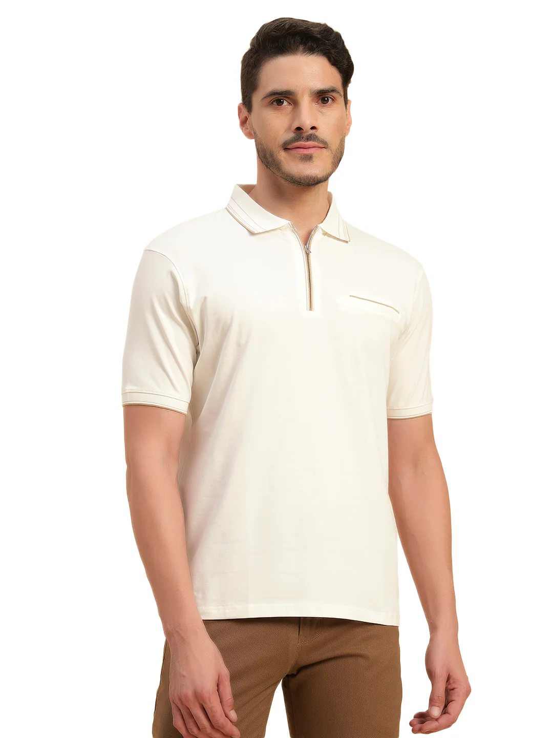 T-Shirt for Men | Breathable & Soft with Color Fastness Regular Fit Polo Neck Cotton Blend Fabric Solid Pattern - Image 5