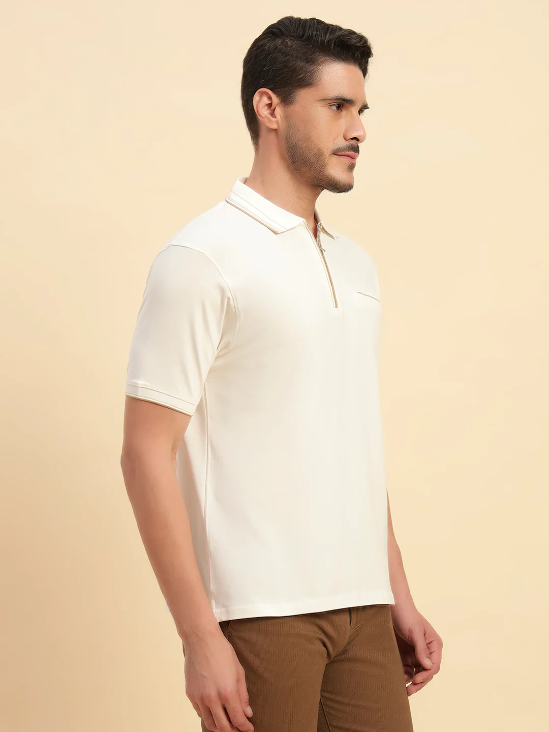 T-Shirt for Men | Breathable & Soft with Color Fastness Regular Fit Polo Neck Cotton Blend Fabric Solid Pattern - Image 7