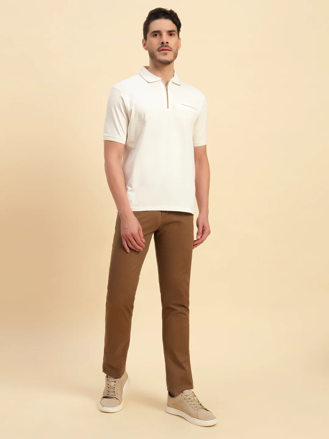 T-Shirt for Men | Breathable & Soft with Color Fastness Regular Fit Polo Neck Cotton Blend Fabric Solid Pattern - Image 8