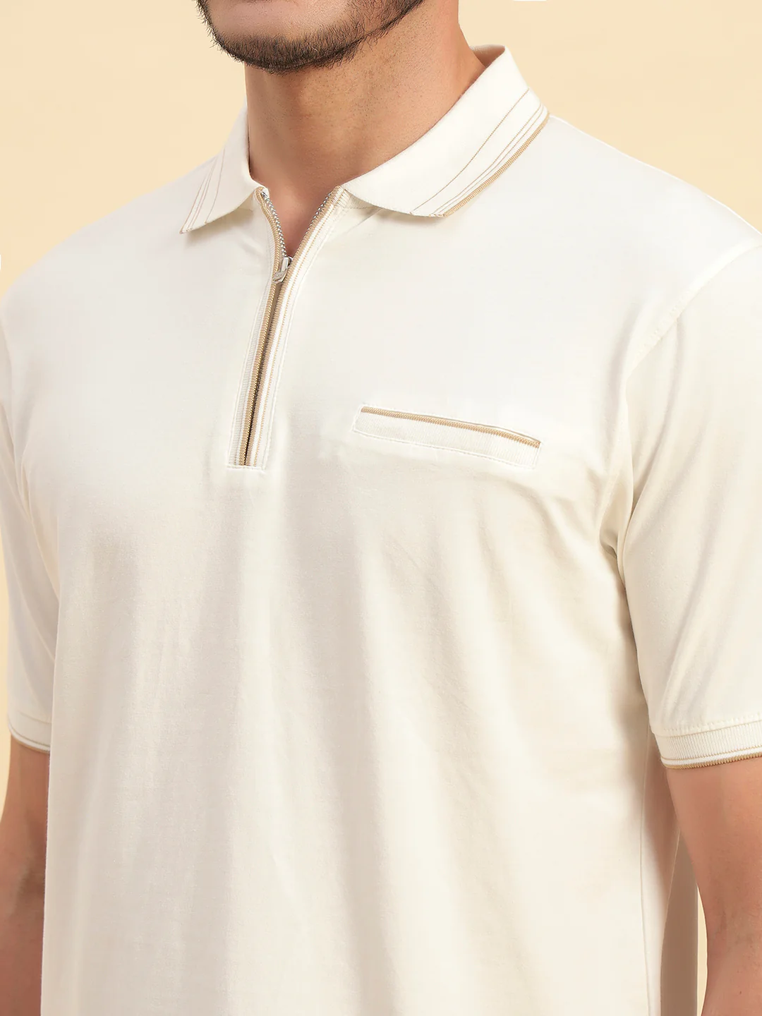 T-Shirt for Men | Breathable & Soft with Color Fastness Regular Fit Polo Neck Cotton Blend Fabric Solid Pattern - Image 9