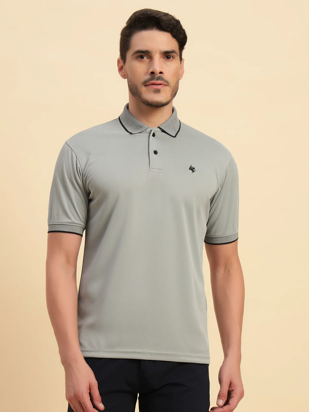 T-Shirt for Men | Breathable & Soft with Color Fastness Regular Fit Polo Neck Poly Blend Fabric Solid Pattern - Image 2