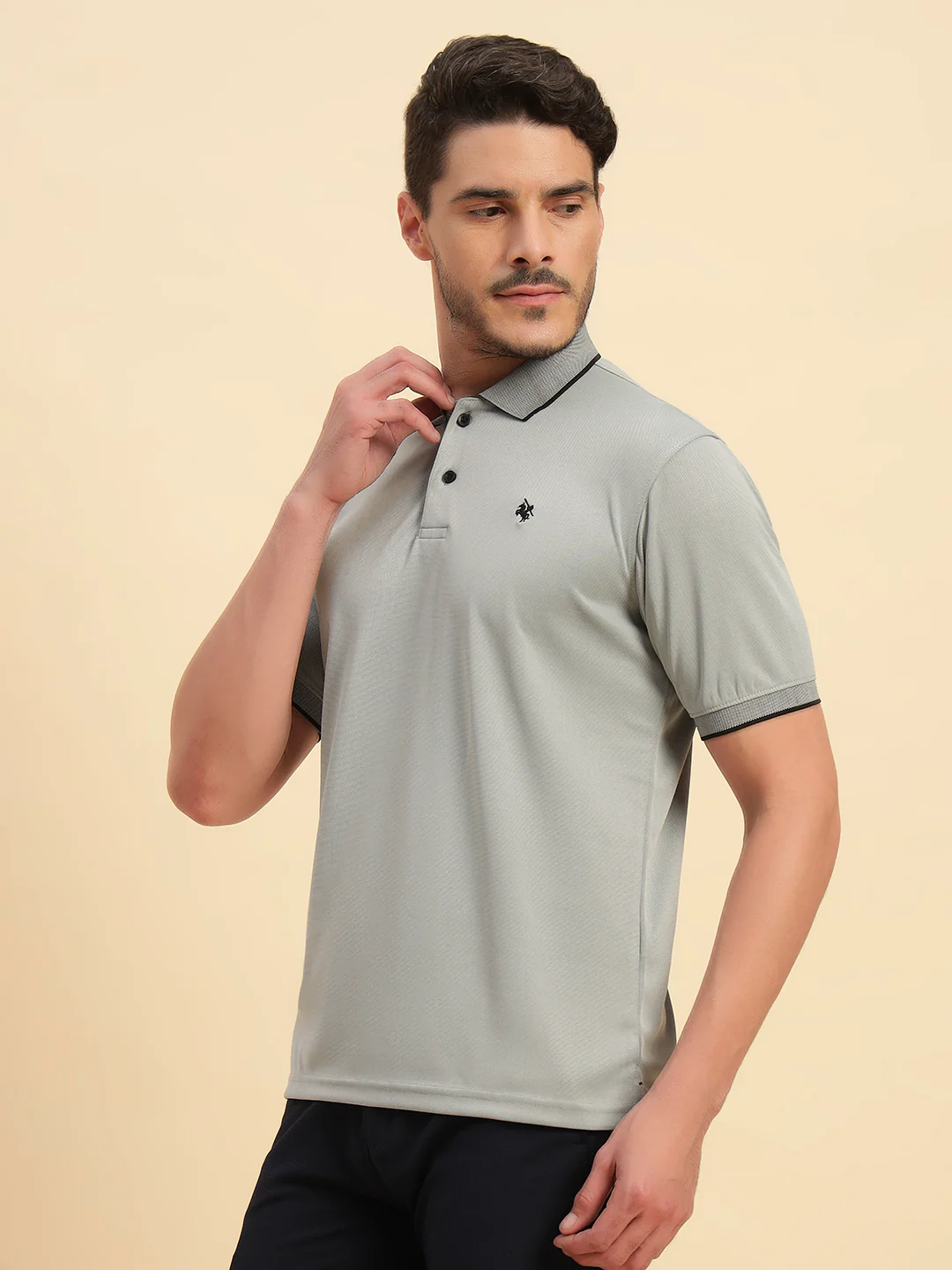 T-Shirt for Men | Breathable & Soft with Color Fastness Regular Fit Polo Neck Poly Blend Fabric Solid Pattern - Image 3