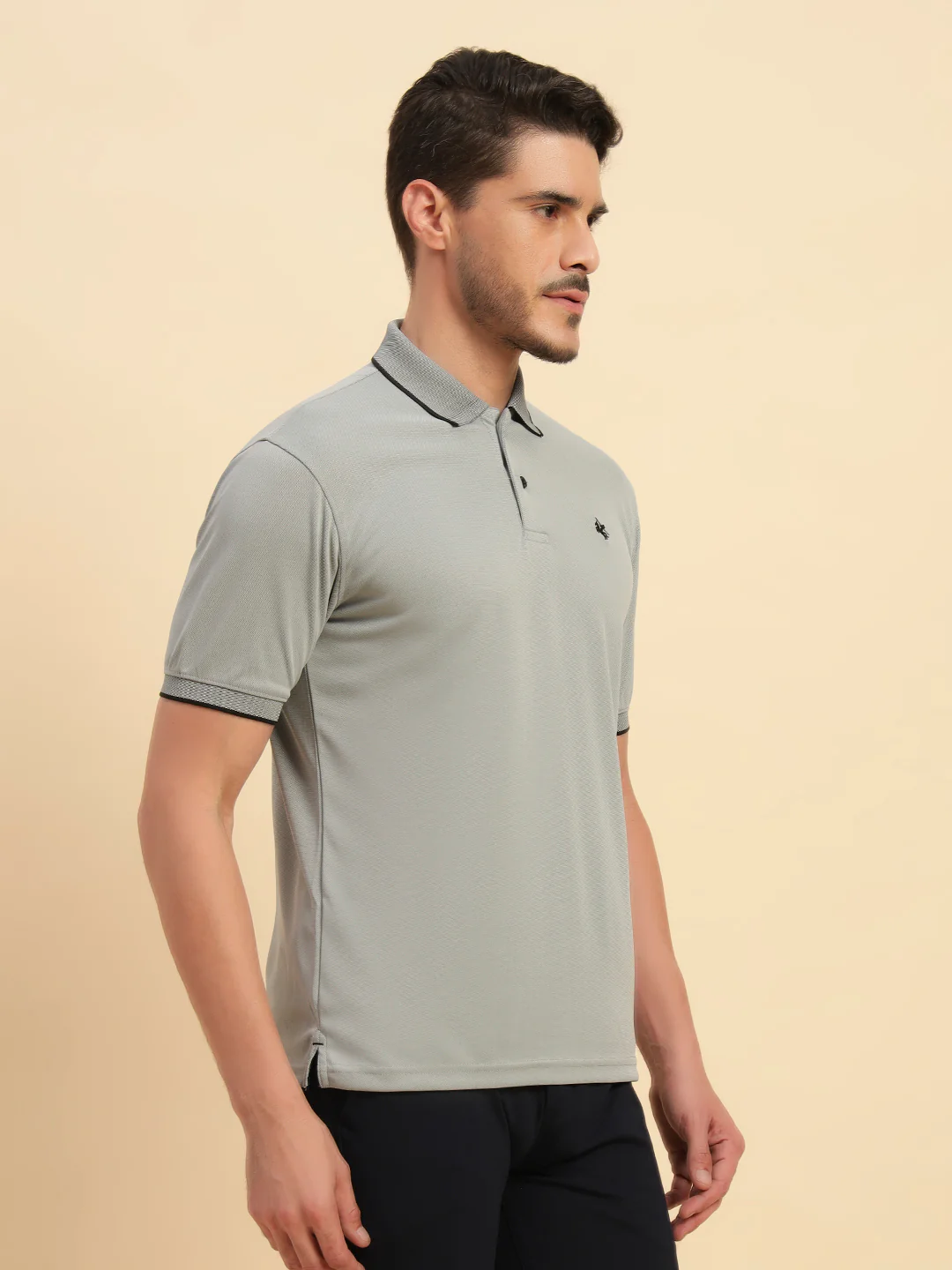 T-Shirt for Men | Breathable & Soft with Color Fastness Regular Fit Polo Neck Poly Blend Fabric Solid Pattern - Image 4