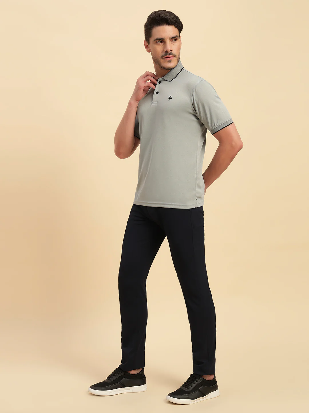 T-Shirt for Men | Breathable & Soft with Color Fastness Regular Fit Polo Neck Poly Blend Fabric Solid Pattern - Image 5