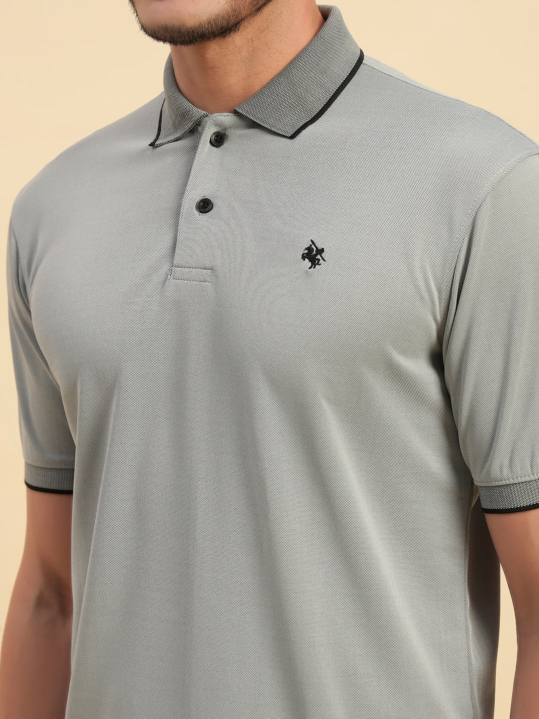 T-Shirt for Men | Breathable & Soft with Color Fastness Regular Fit Polo Neck Poly Blend Fabric Solid Pattern - Image 6