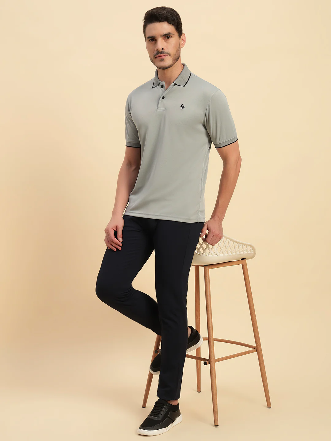 T-Shirt for Men | Breathable & Soft with Color Fastness Regular Fit Polo Neck Poly Blend Fabric Solid Pattern - Image 8