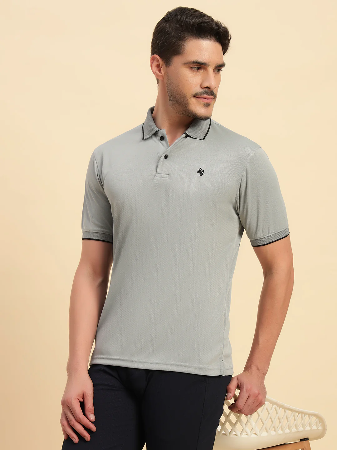 T-Shirt for Men | Breathable & Soft with Color Fastness Regular Fit Polo Neck Poly Blend Fabric Solid Pattern - Image 9