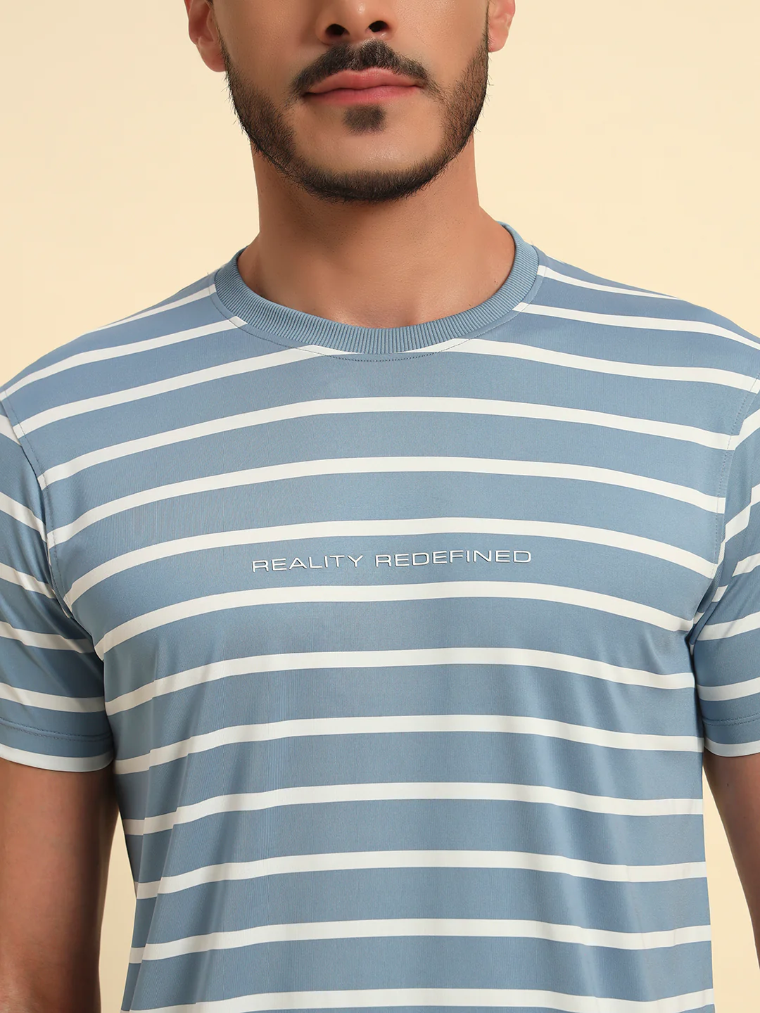 T-Shirt for Men | Breathable & Soft with Color Fastness Regular Fit Round Neck Lycra Fabric Striped Pattern - Image 6