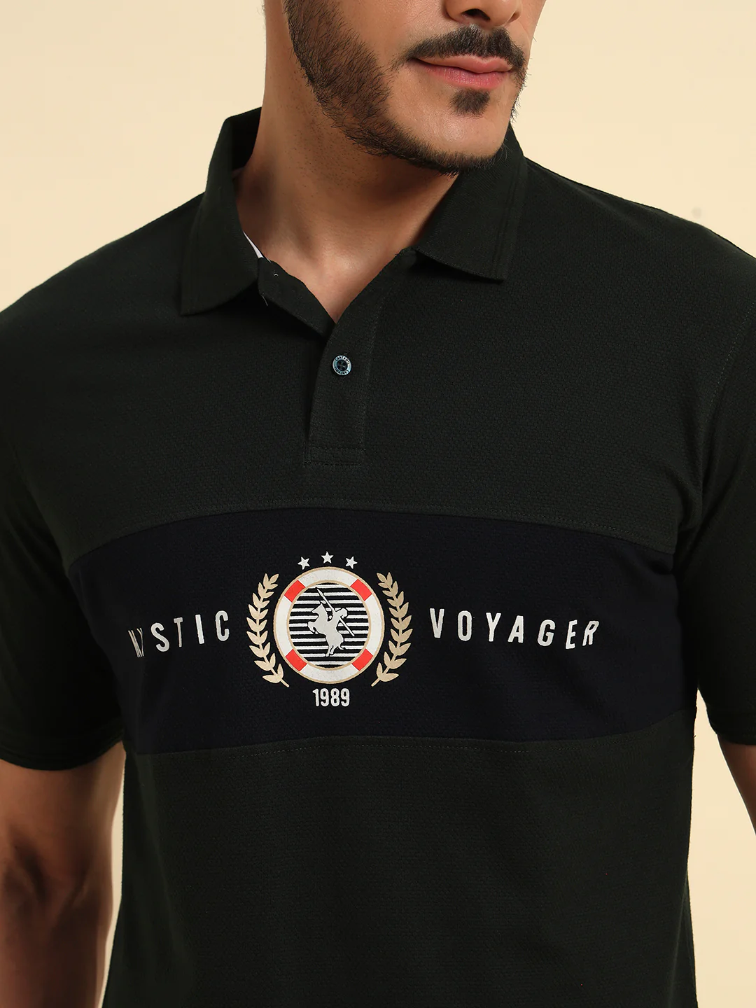T-Shirt for Men | Breathable & Soft with Color Fastness Regular Fit Polo Neck Poly Cotton Fabric Printed Pattern - Image 6