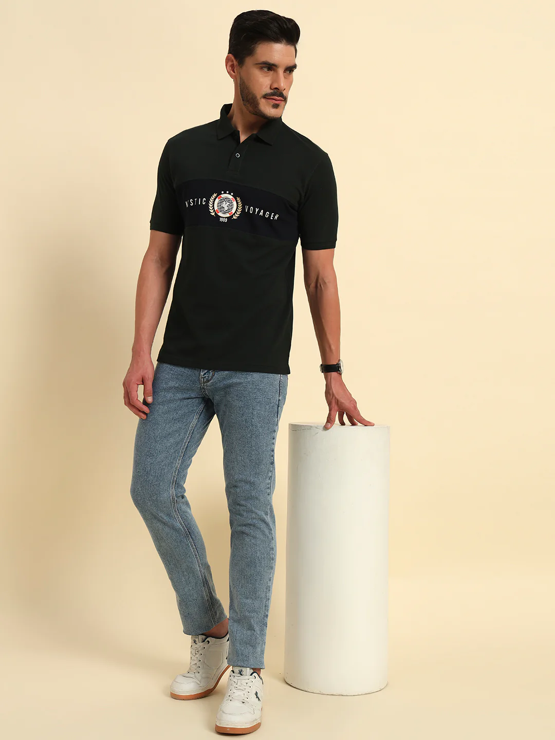 T-Shirt for Men | Breathable & Soft with Color Fastness Regular Fit Polo Neck Poly Cotton Fabric Printed Pattern - Image 7