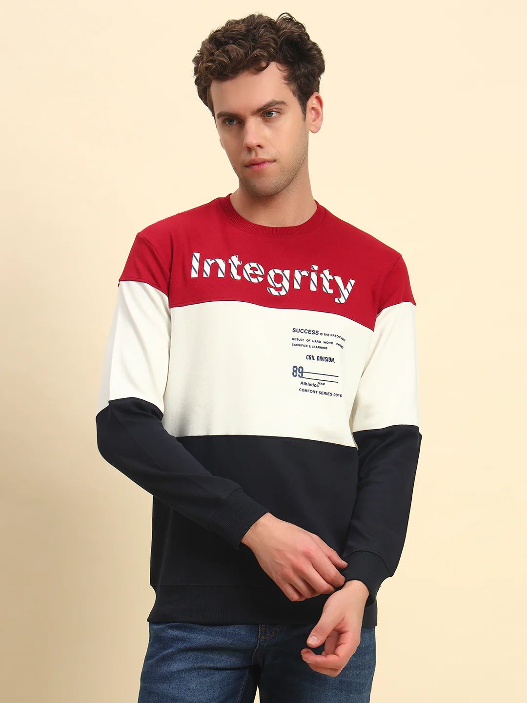 T-Shirt for Men l Breathable & Soft with Color Fastness Regular Fit Poly Cotton Fabric Colour Block Pattern - Image 2