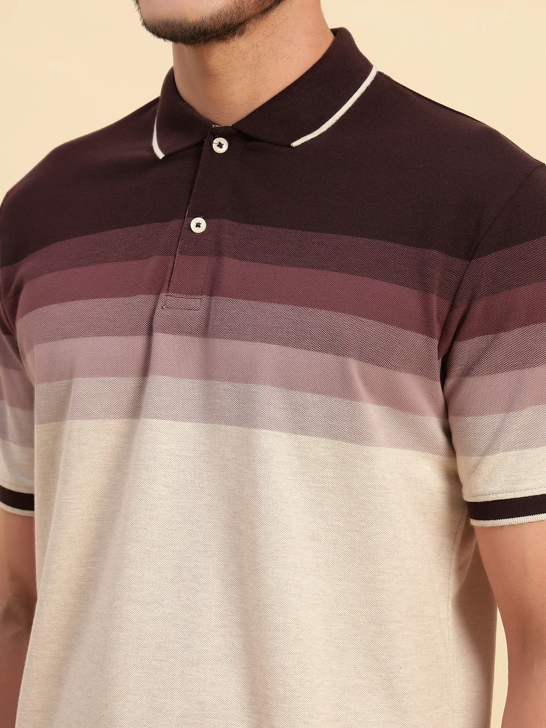 T-Shirt for Men | Breathable & Soft with Color Fastness Regular Fit Polo Neck Poly Cotton Fabric Colour Block Pattern - Image 6