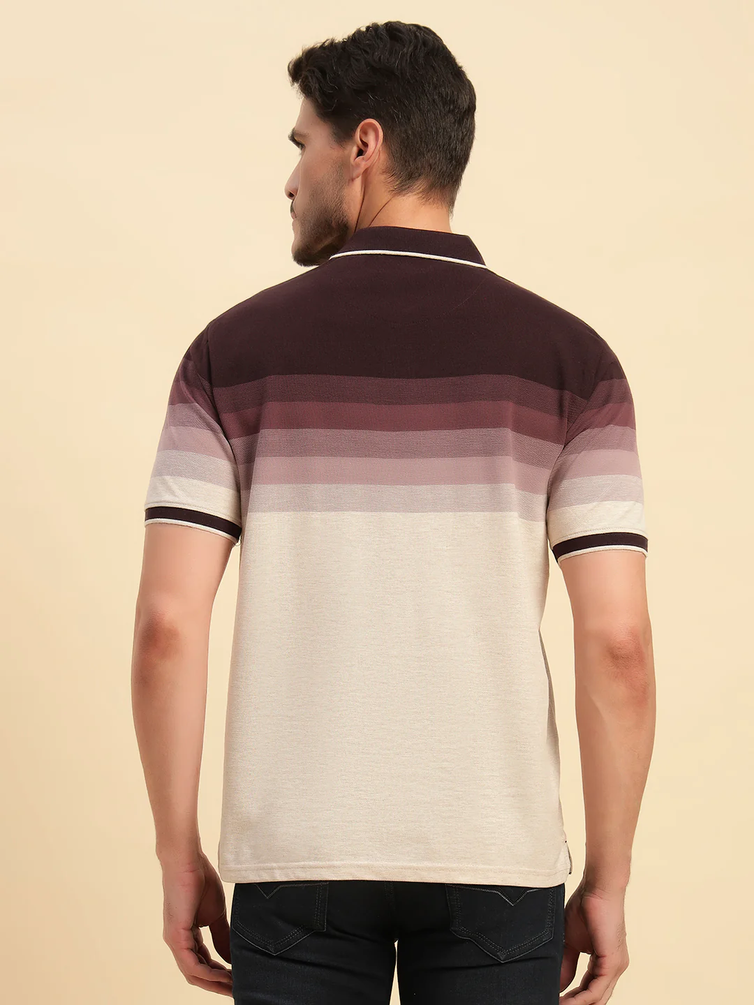 T-Shirt for Men | Breathable & Soft with Color Fastness Regular Fit Polo Neck Poly Cotton Fabric Colour Block Pattern - Image 7