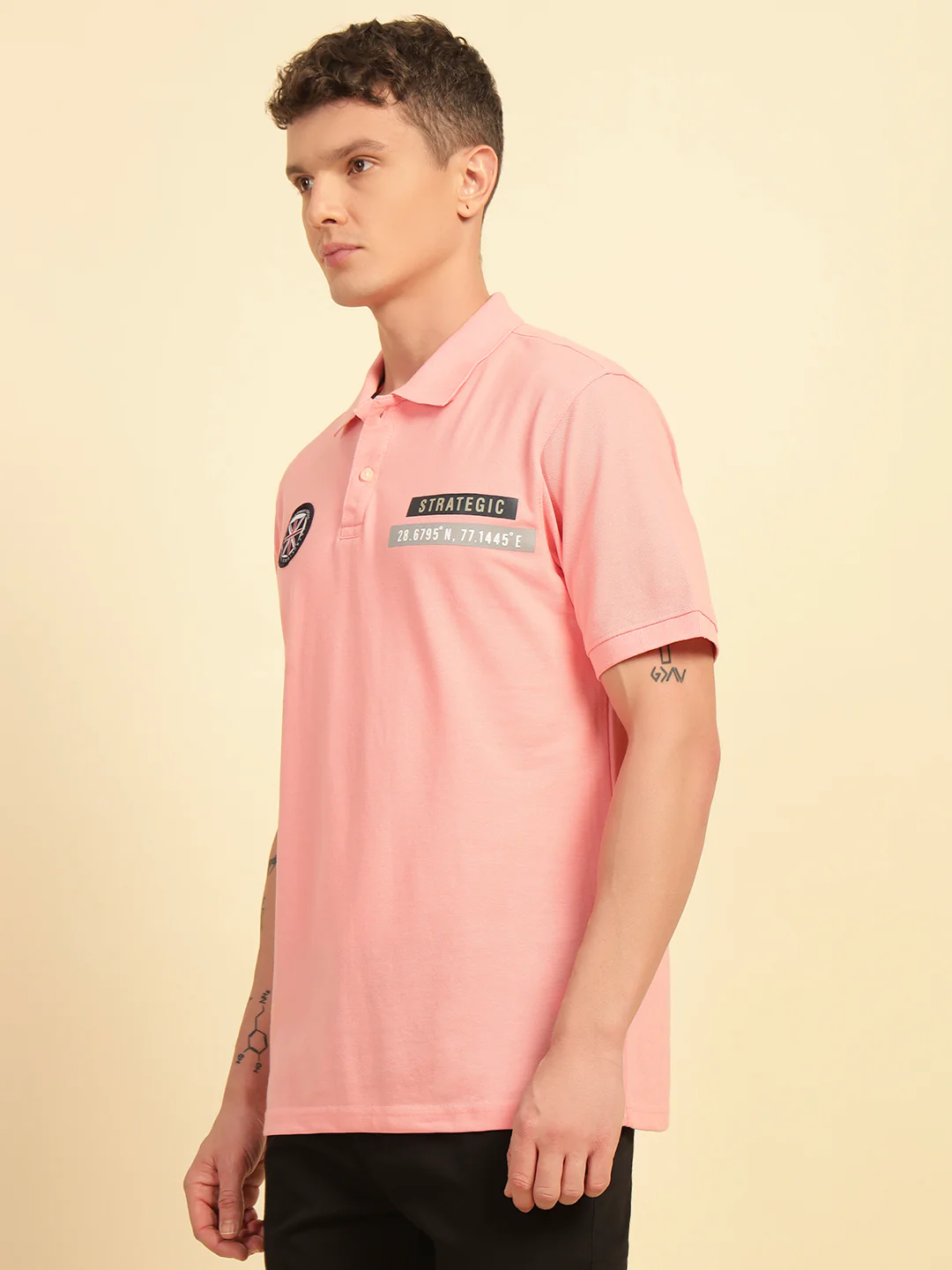 T-Shirt for Men | Breathable & Soft with Color Fastness Regular Fit Polo Neck Poly Cotton Fabric Printed Pattern - Image 4