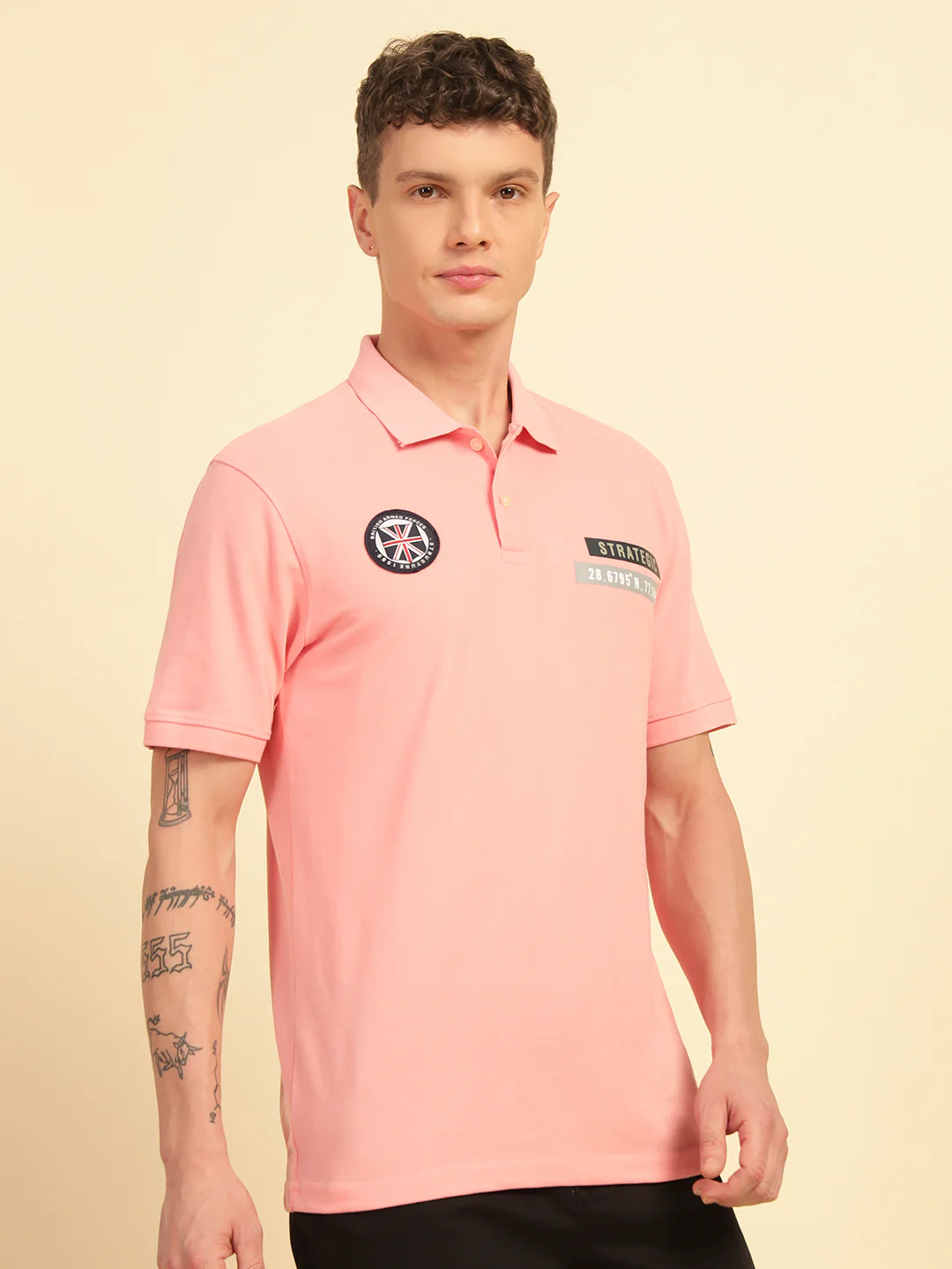 T-Shirt for Men | Breathable & Soft with Color Fastness Regular Fit Polo Neck Poly Cotton Fabric Printed Pattern - Image 5
