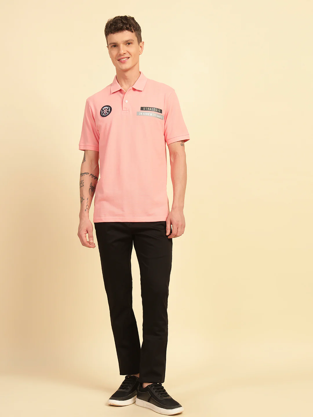 T-Shirt for Men | Breathable & Soft with Color Fastness Regular Fit Polo Neck Poly Cotton Fabric Printed Pattern - Image 6