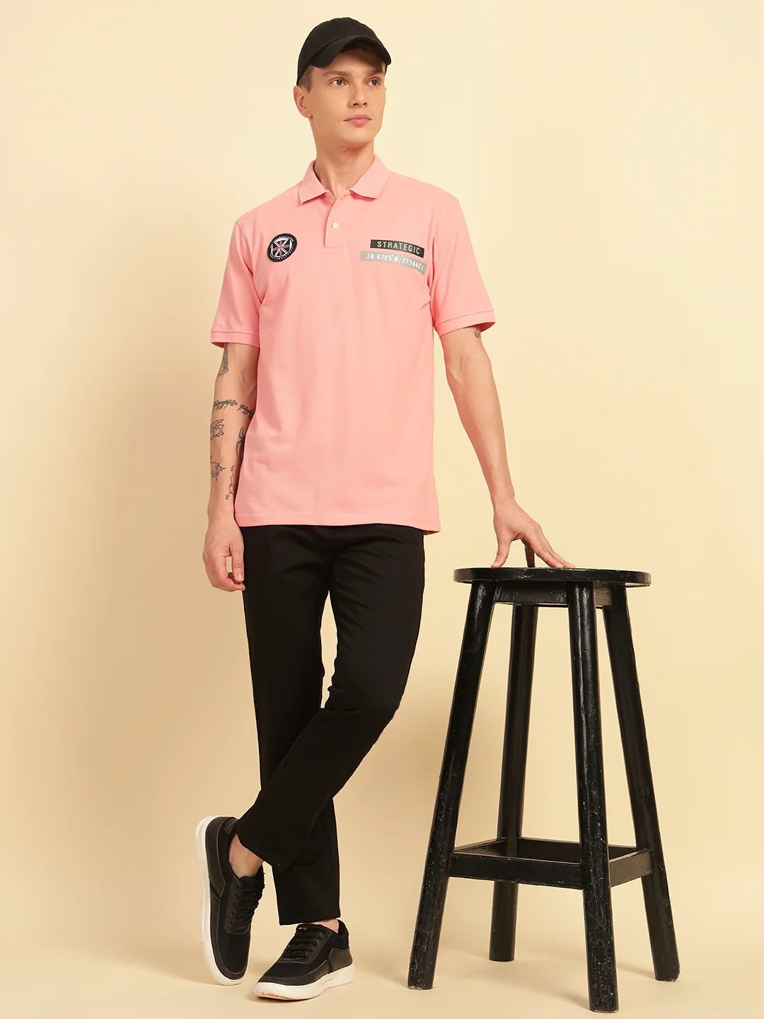 T-Shirt for Men | Breathable & Soft with Color Fastness Regular Fit Polo Neck Poly Cotton Fabric Printed Pattern - Image 9
