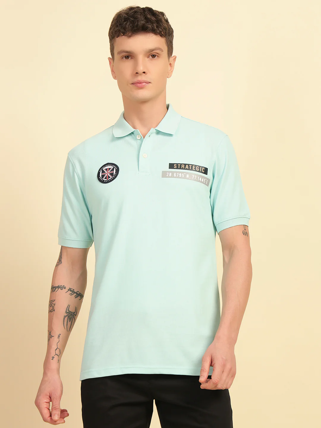 T-Shirt for Men | Breathable & Soft with Color Fastness Regular Fit Polo Neck Poly Cotton Fabric Printed Pattern - Image 3