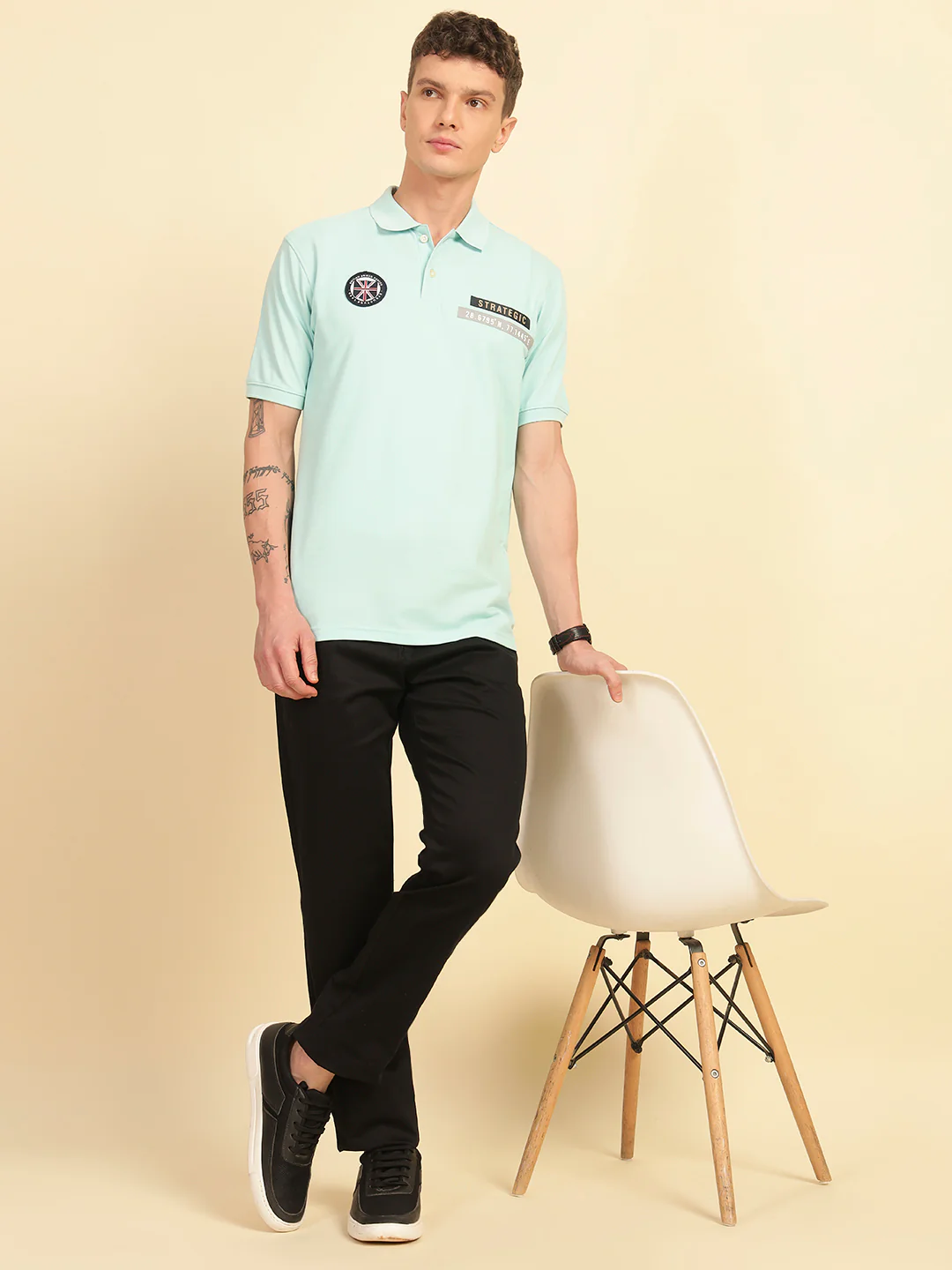 T-Shirt for Men | Breathable & Soft with Color Fastness Regular Fit Polo Neck Poly Cotton Fabric Printed Pattern - Image 9