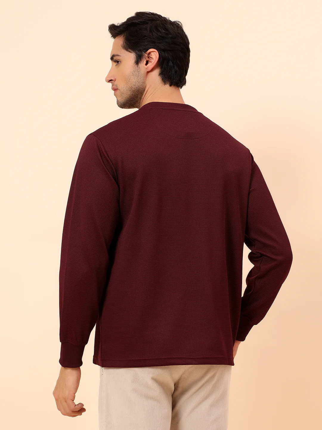 T-Shirt for Men l Breathable & Soft with Color Fastness Regular Fit Poly Cotton Fabric Self Design Pattern - Image 6