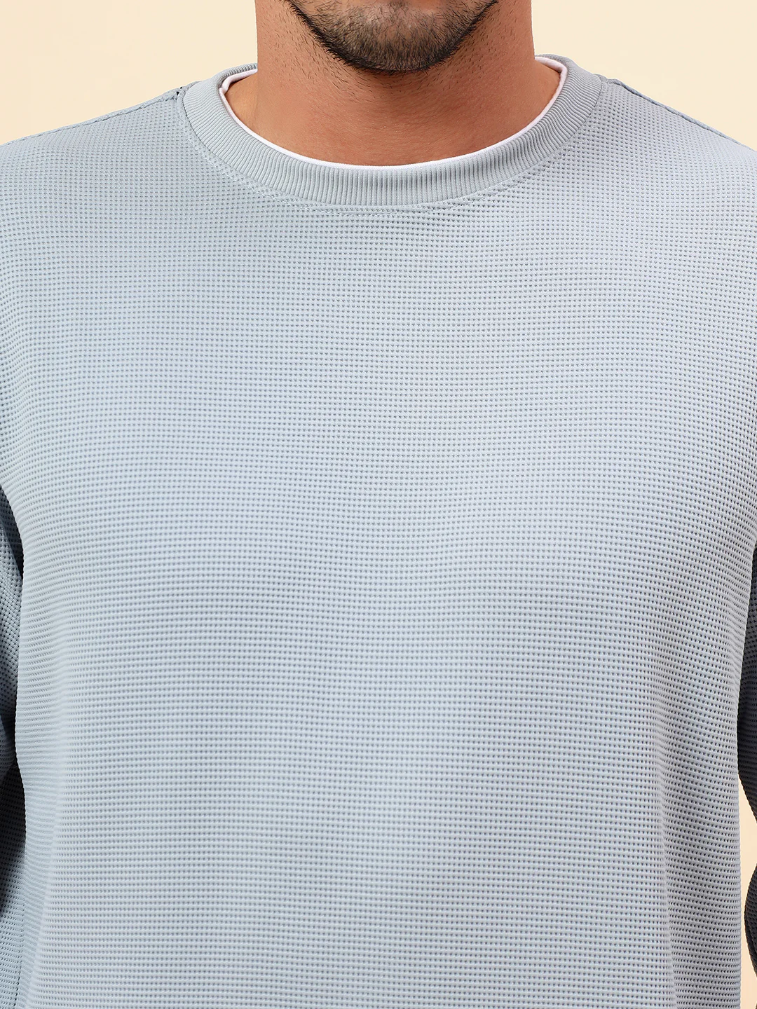 T-Shirt for Men l Breathable & Soft with Color Fastness Regular Fit Poly Cotton Fabric Self Design Pattern - Image 7