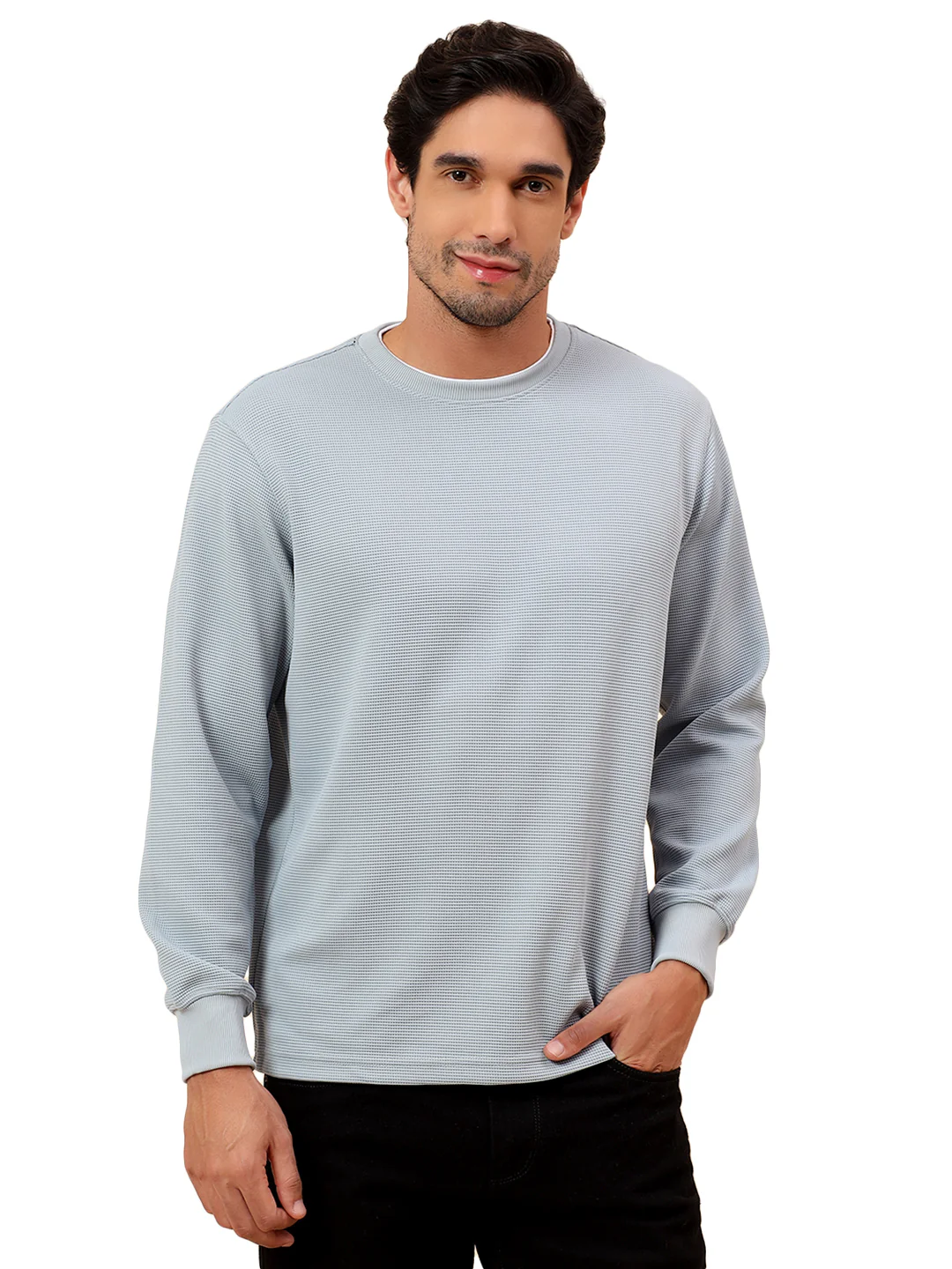 T-Shirt for Men l Breathable & Soft with Color Fastness Regular Fit Poly Cotton Fabric Self Design Pattern - Image 9