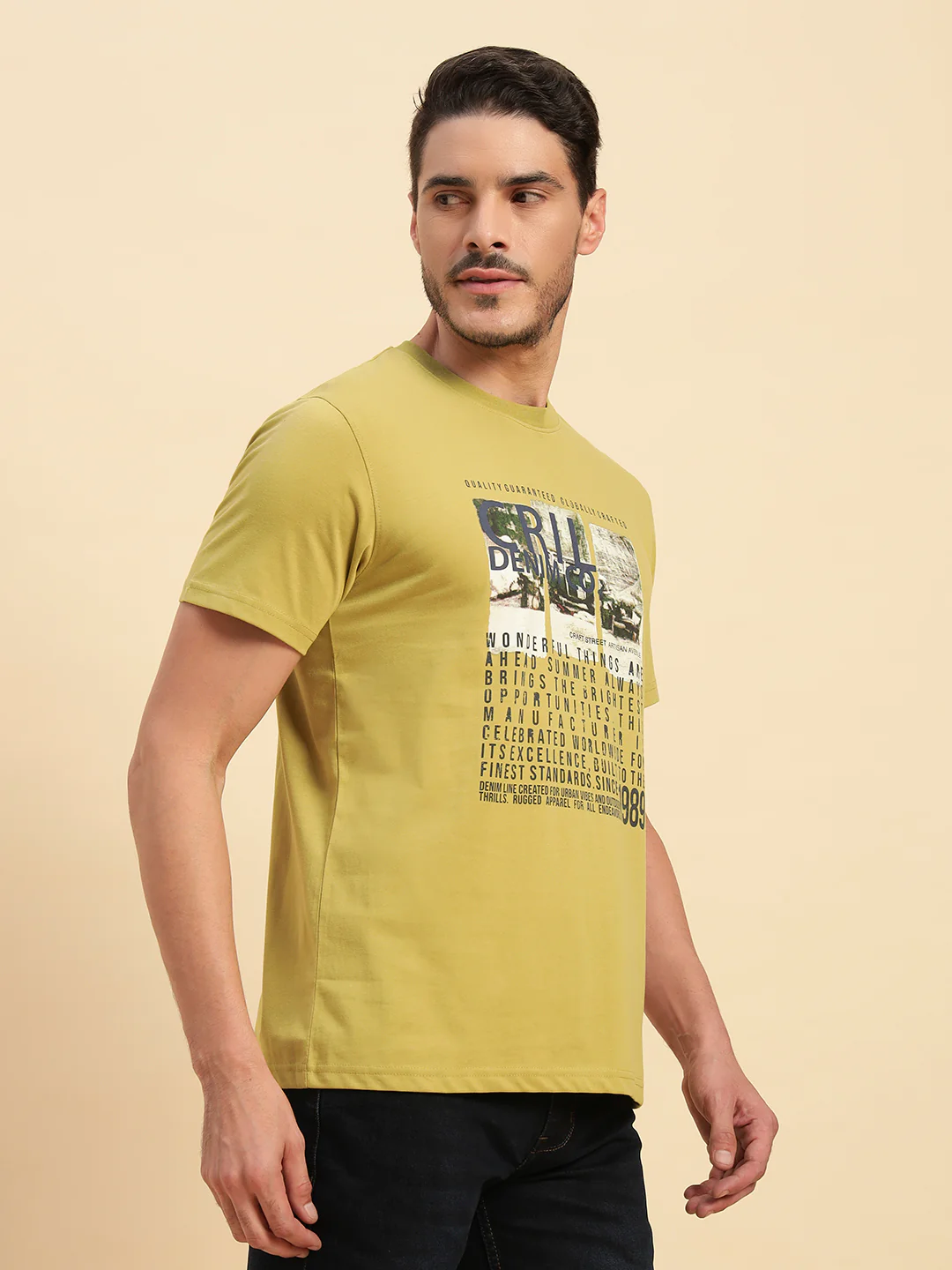 T-Shirt for Men | Breathable & Soft with Color Fastness Regular Fit Round Neck Poly Cotton Fabric Printed Pattern - Image 5
