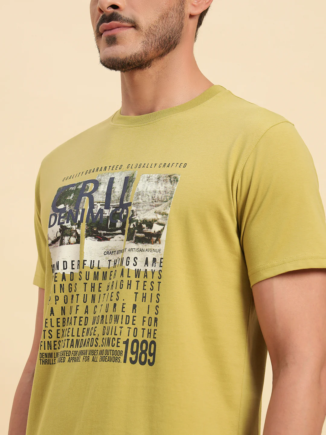 T-Shirt for Men | Breathable & Soft with Color Fastness Regular Fit Round Neck Poly Cotton Fabric Printed Pattern - Image 6