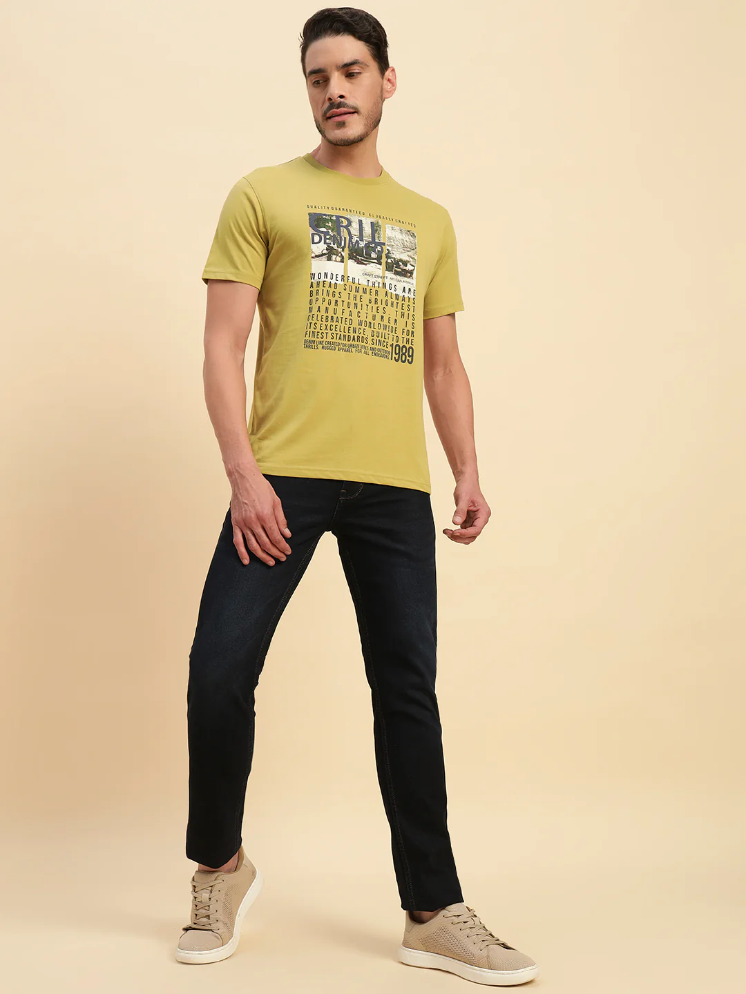 T-Shirt for Men | Breathable & Soft with Color Fastness Regular Fit Round Neck Poly Cotton Fabric Printed Pattern - Image 7