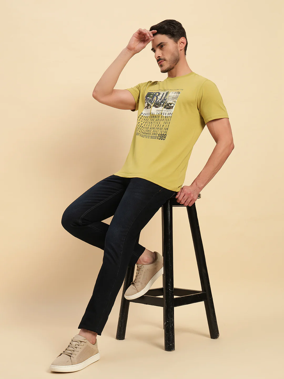 T-Shirt for Men | Breathable & Soft with Color Fastness Regular Fit Round Neck Poly Cotton Fabric Printed Pattern - Image 8