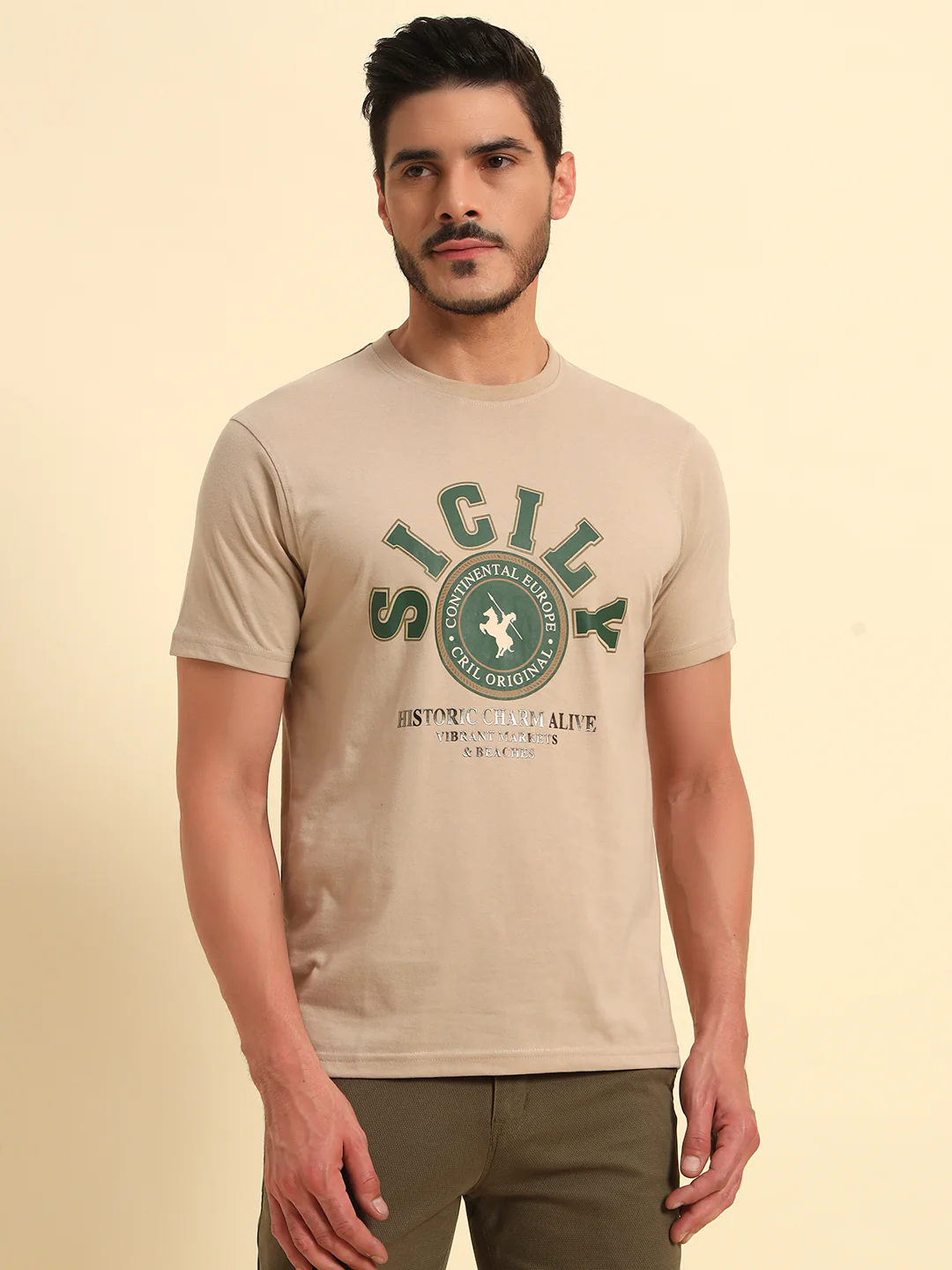 T-Shirt for Men | Breathable & Soft with Color Fastness Regular Fit Round Neck Poly Cotton Fabric Printed Pattern - Image 2