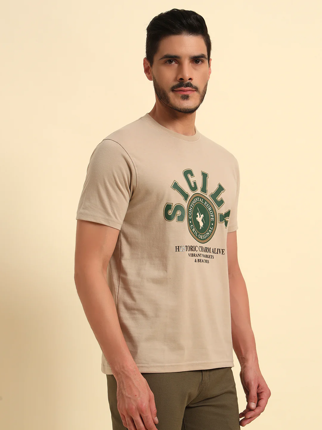 T-Shirt for Men | Breathable & Soft with Color Fastness Regular Fit Round Neck Poly Cotton Fabric Printed Pattern - Image 4