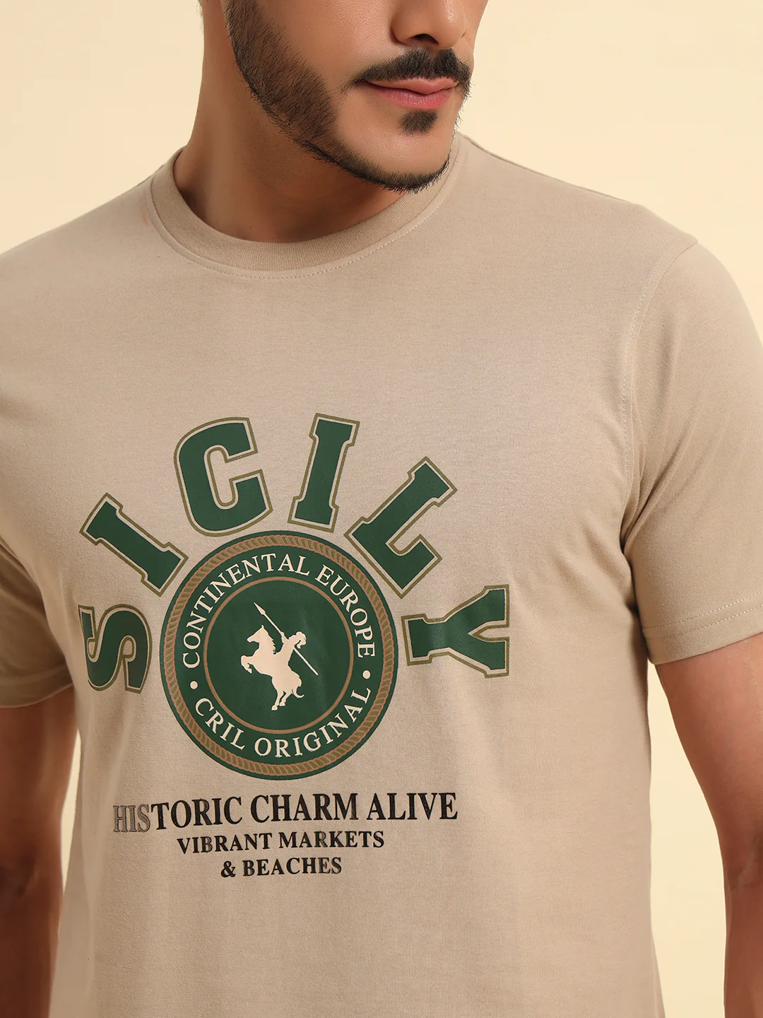 T-Shirt for Men | Breathable & Soft with Color Fastness Regular Fit Round Neck Poly Cotton Fabric Printed Pattern - Image 5