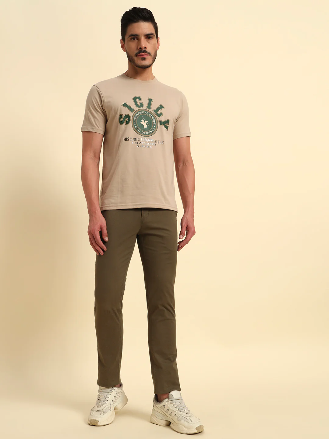 T-Shirt for Men | Breathable & Soft with Color Fastness Regular Fit Round Neck Poly Cotton Fabric Printed Pattern - Image 6