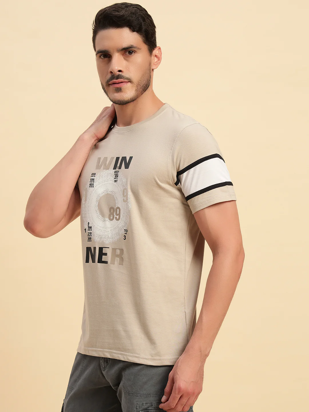T-Shirt for Men | Breathable & Soft with Color Fastness Regular Fit Round Neck Poly Cotton Fabric Printed Pattern - Image 3