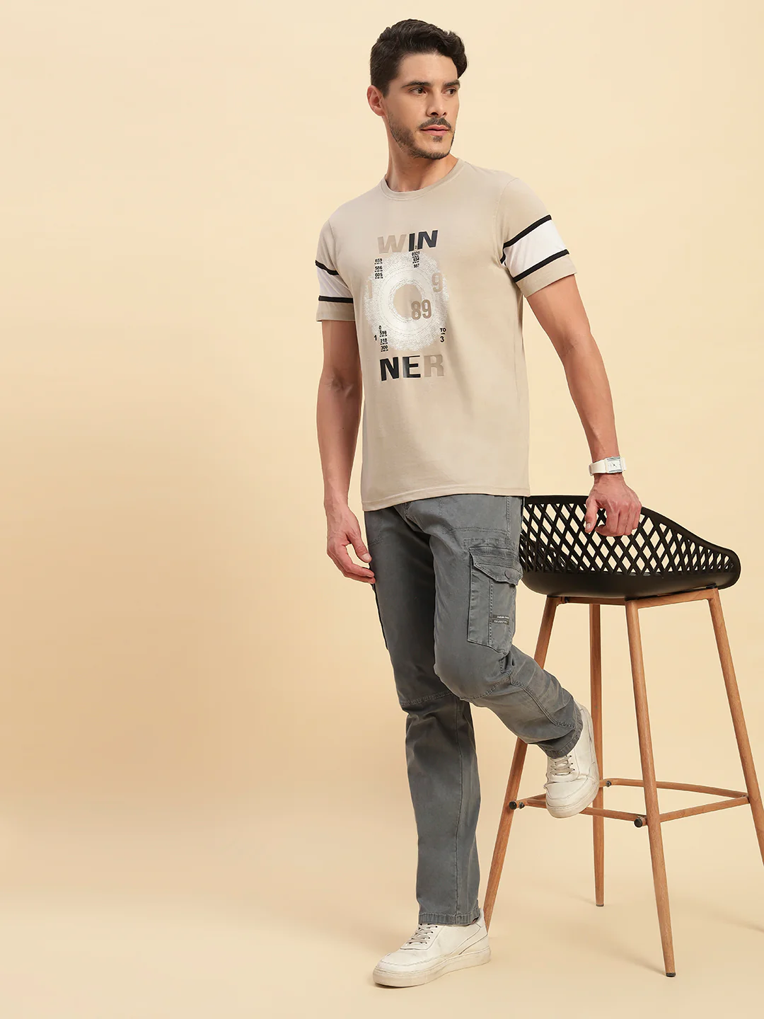 T-Shirt for Men | Breathable & Soft with Color Fastness Regular Fit Round Neck Poly Cotton Fabric Printed Pattern - Image 6