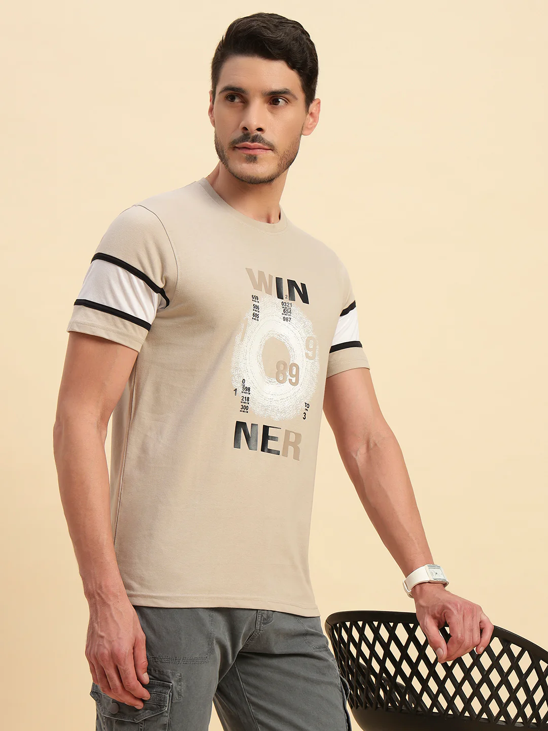 T-Shirt for Men | Breathable & Soft with Color Fastness Regular Fit Round Neck Poly Cotton Fabric Printed Pattern - Image 7