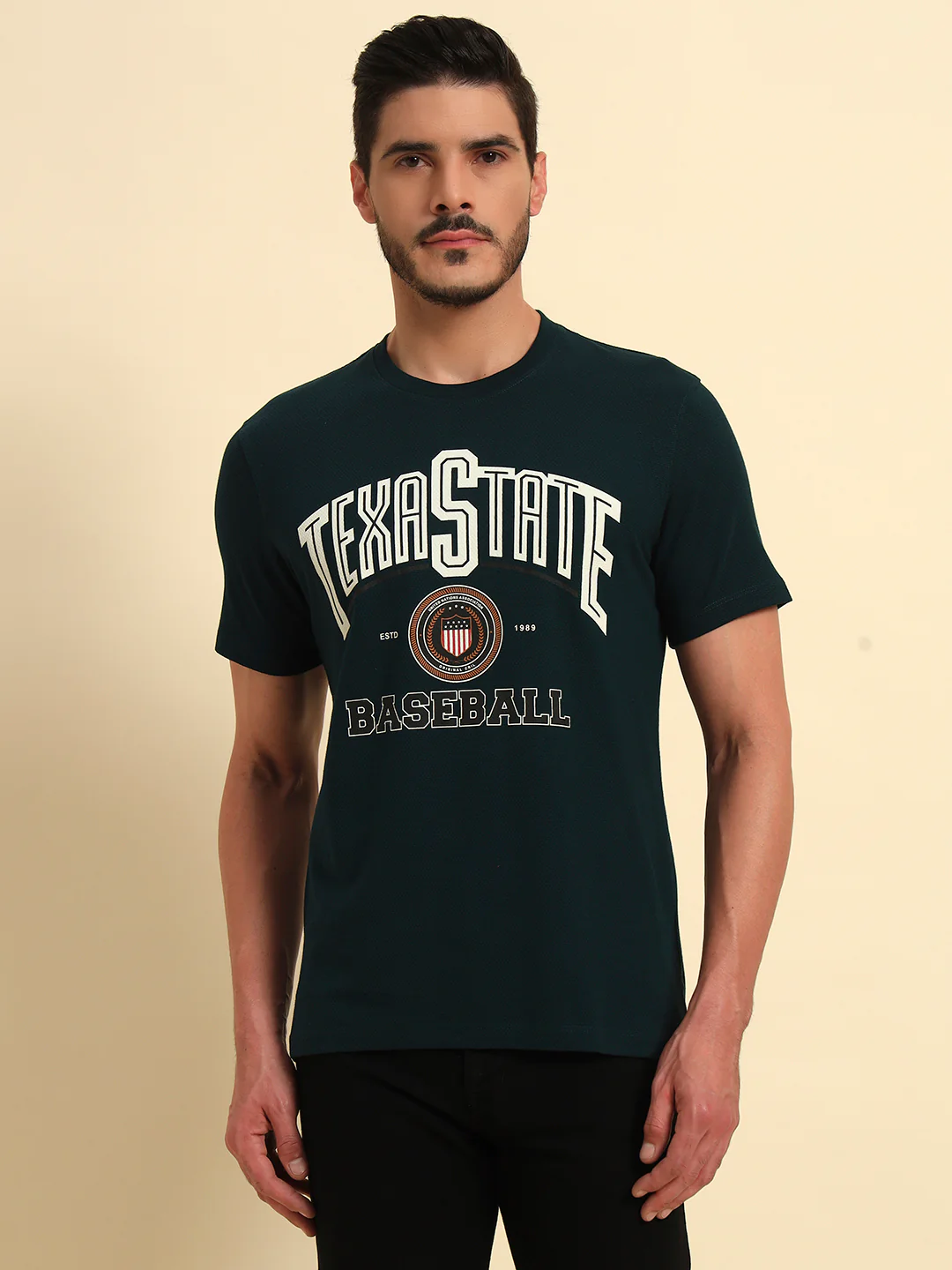 T-Shirt for Men | Breathable & Soft with Color Fastness Regular Fit Round Neck Poly Cotton Fabric Printed Pattern - Image 2