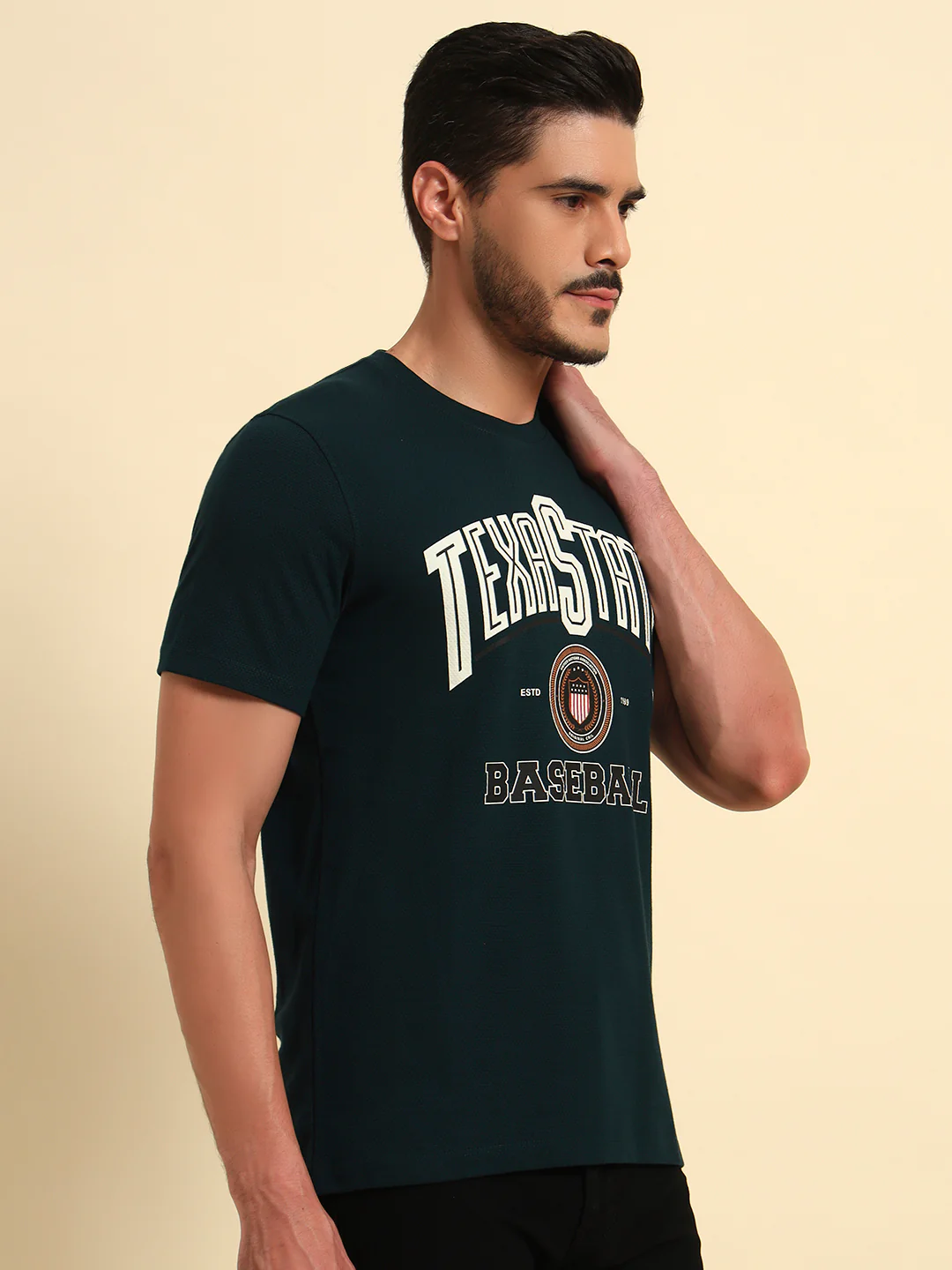 T-Shirt for Men | Breathable & Soft with Color Fastness Regular Fit Round Neck Poly Cotton Fabric Printed Pattern - Image 3