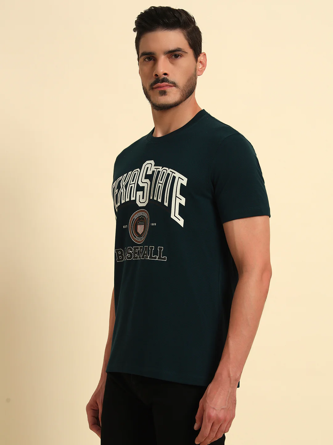 T-Shirt for Men | Breathable & Soft with Color Fastness Regular Fit Round Neck Poly Cotton Fabric Printed Pattern - Image 4