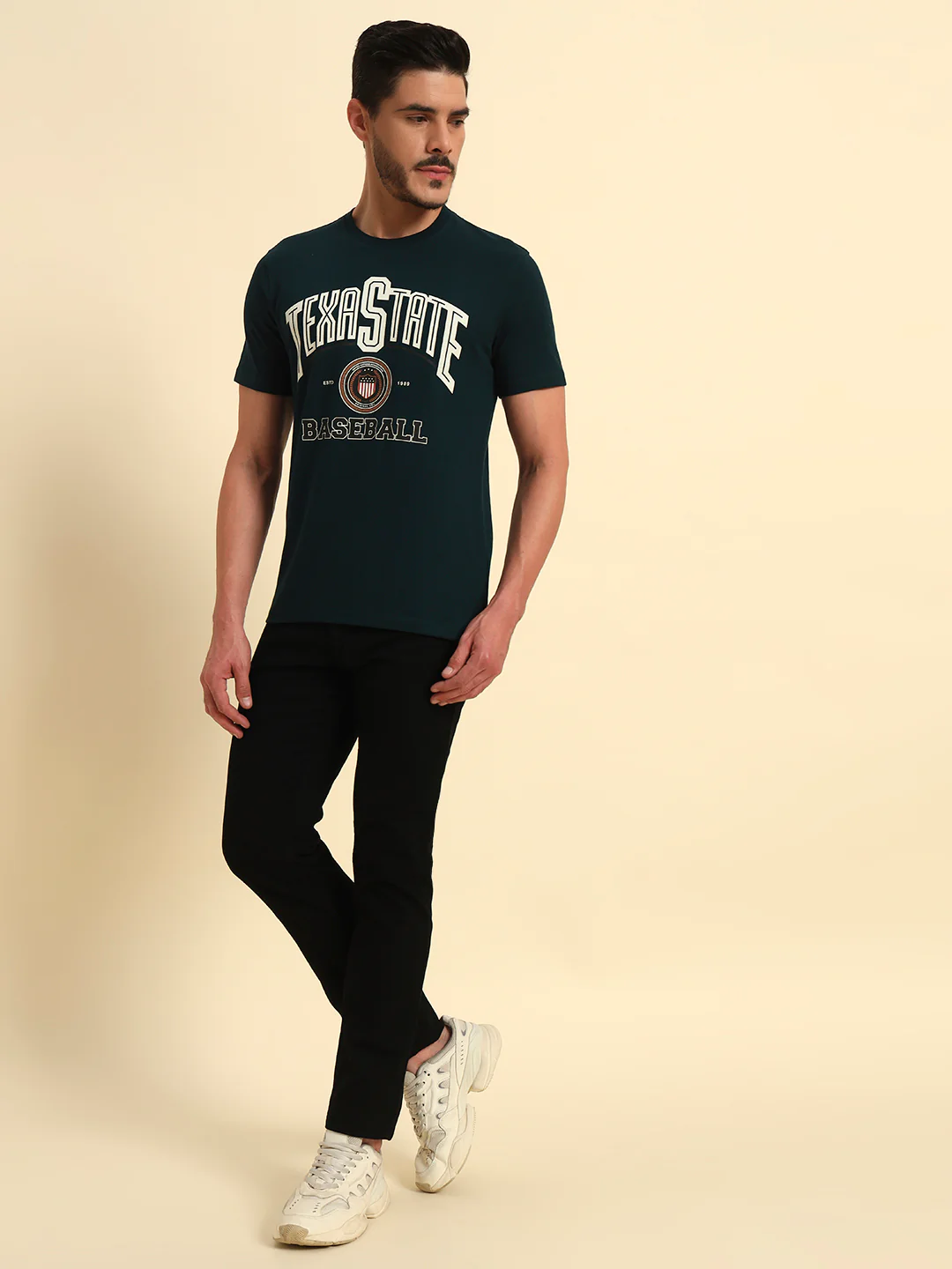 T-Shirt for Men | Breathable & Soft with Color Fastness Regular Fit Round Neck Poly Cotton Fabric Printed Pattern - Image 7