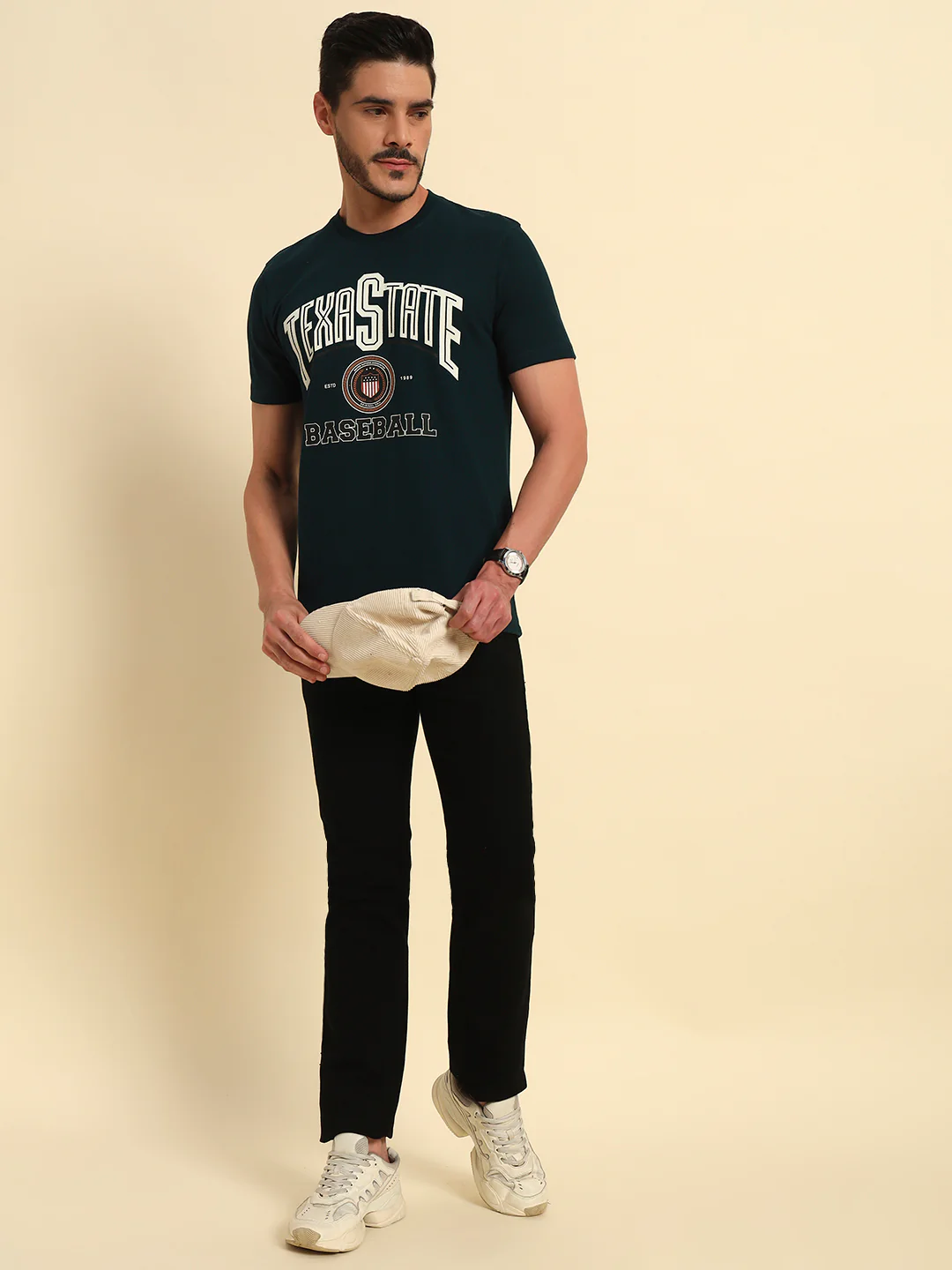 T-Shirt for Men | Breathable & Soft with Color Fastness Regular Fit Round Neck Poly Cotton Fabric Printed Pattern - Image 8