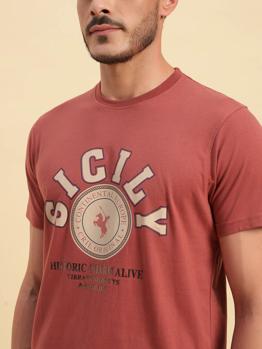 T-Shirt for Men | Breathable & Soft with Color Fastness Regular Fit Round Neck Poly Cotton Fabric Printed Pattern - Image 7