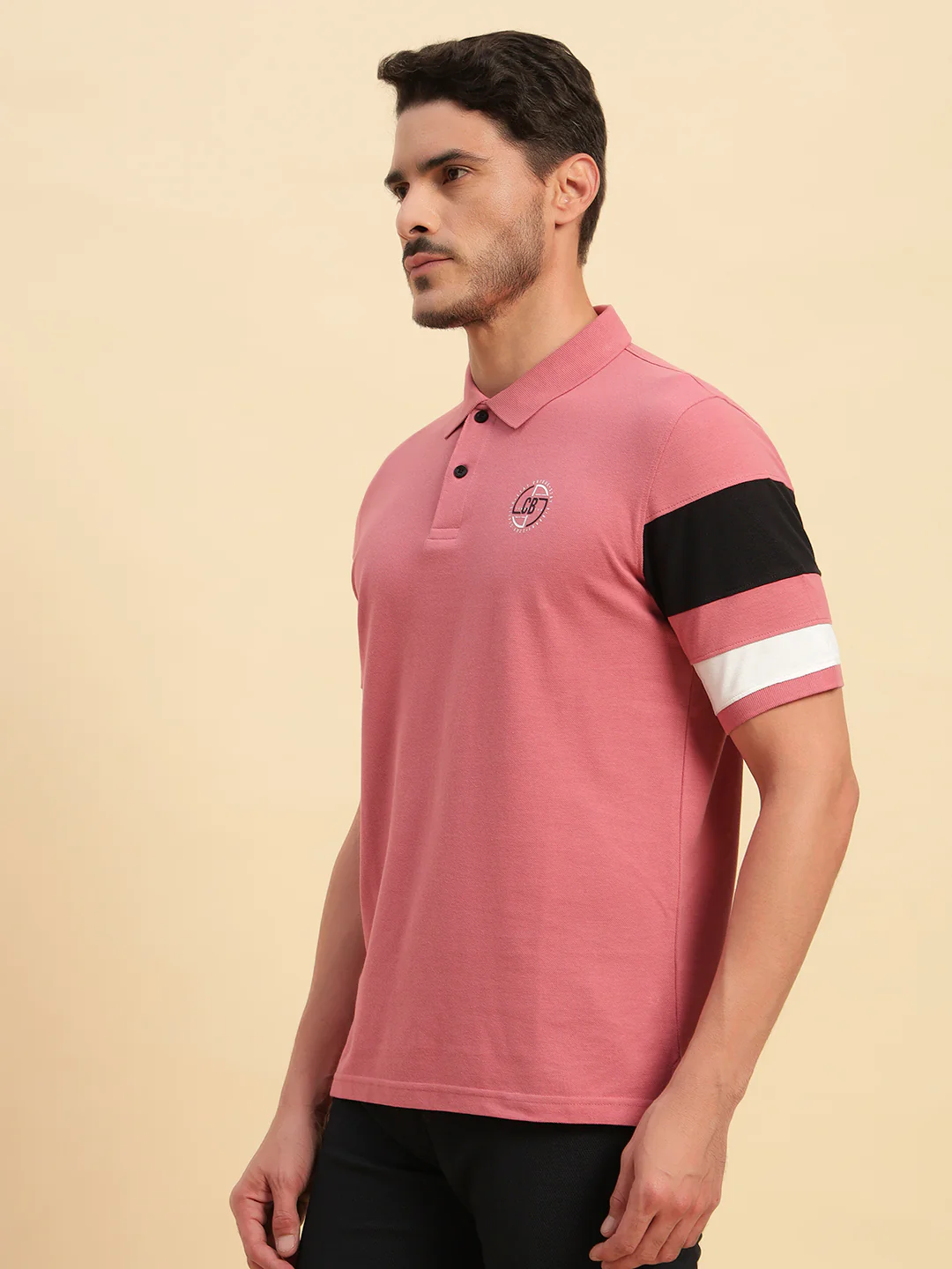 T-Shirt for Men | Breathable & Soft with Color Fastness Regular Fit Polo Neck Poly Cotton Fabric Solid Pattern - Image 3