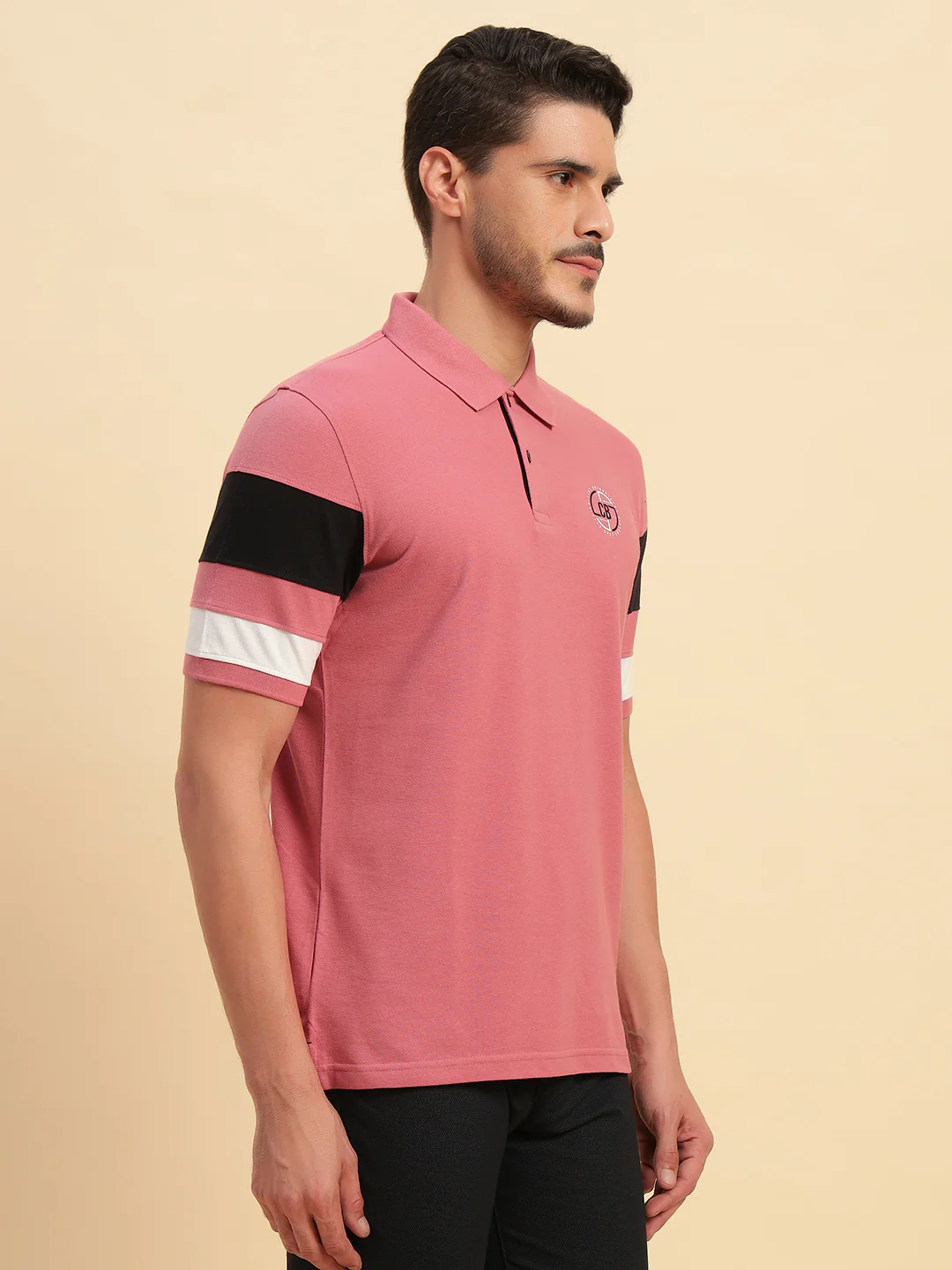 T-Shirt for Men | Breathable & Soft with Color Fastness Regular Fit Polo Neck Poly Cotton Fabric Solid Pattern - Image 4