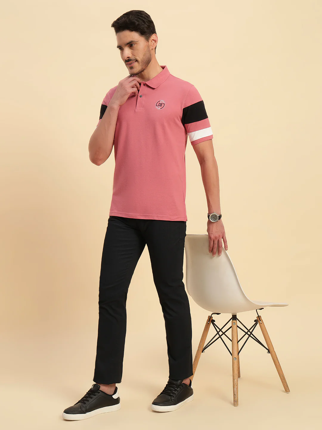 T-Shirt for Men | Breathable & Soft with Color Fastness Regular Fit Polo Neck Poly Cotton Fabric Solid Pattern - Image 8
