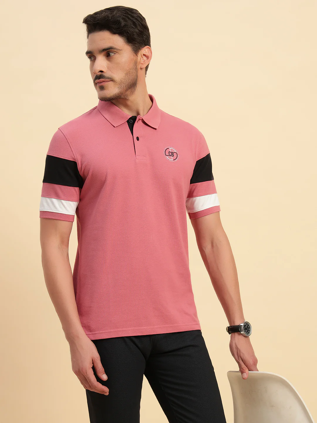 T-Shirt for Men | Breathable & Soft with Color Fastness Regular Fit Polo Neck Poly Cotton Fabric Solid Pattern - Image 9