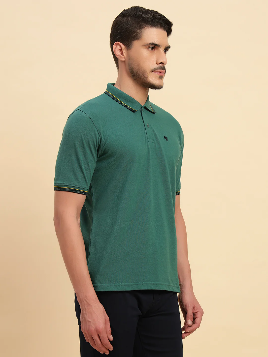 T-Shirt for Men | Breathable & Soft with Color Fastness Regular Fit Polo Neck Poly Cotton Fabric Solid Pattern - Image 4